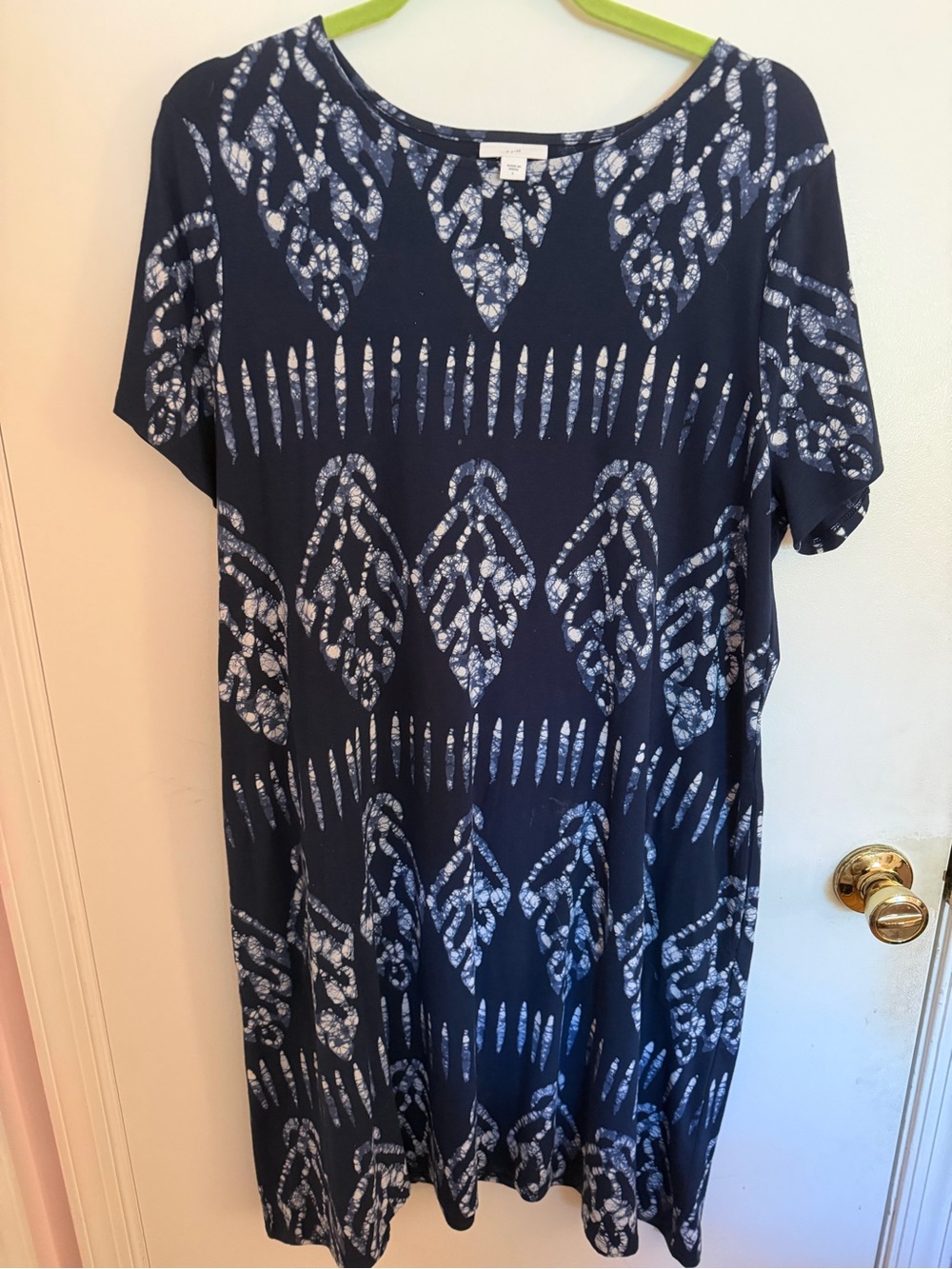 J. Jill Navy and White tie-dye Short-Sleeve dress